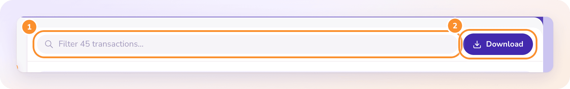 The statement toolbar: filter the transactions, and Download